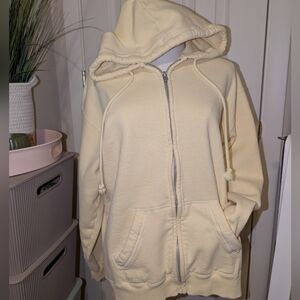 🧈🩷Hollister Butter Yellow Soft Hooded Zip-Up Sweatshirt